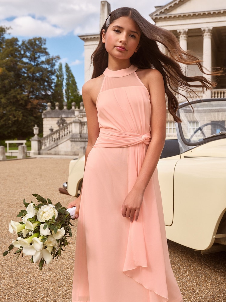 Lipsy Pink Twist Waist Occasion Dress (7-16yrs) - Image 2 of 4