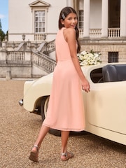 Lipsy Pink Twist Waist Occasion Dress (7-16yrs) - Image 4 of 4