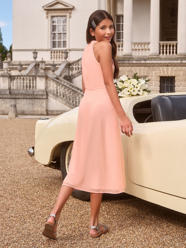 Lipsy Pink Twist Waist Occasion Dress (7-16yrs) - Image 4 of 4