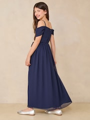 Lipsy Navy Blue Corsage Cold Shoulder Occasion Dress (10-16yrs) - Image 4 of 4