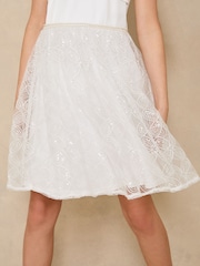 Lipsy Ivory 3D Bow Pearl Trim Ocassion Dress (5-16yrs) - Image 4 of 5