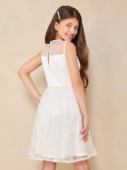 Lipsy Ivory 3D Bow Pearl Trim Ocassion Dress (5-16yrs) - Image 5 of 5