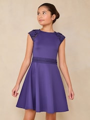 Lipsy Cobalt Blue Scuba 3D Lace Occasion Dress (5-16yrs) - Image 1 of 4