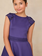 Lipsy Cobalt Blue Scuba 3D Lace Occasion Dress (5-16yrs) - Image 3 of 4
