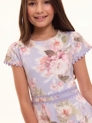 Lipsy Lilac Purple Floral Scuba Occasion Dress (5-16yrs) - Image 3 of 5