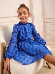 Love & Roses Cobalt Blue 3D Heart Long Sleeve Dress (5-16yrs) - Image 3 of 4