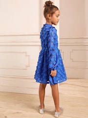 Love & Roses Cobalt Blue 3D Heart Long Sleeve Dress (5-16yrs) - Image 4 of 4