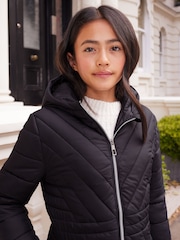Lipsy Black Shower Resistant Midweight Longline Padded Coat (3-16yrs) - Image 5 of 5