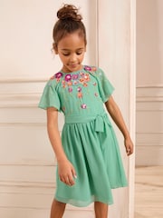 Love & Roses Green Embellished Chiffon Occasion Dress (5-16yrs) - Image 1 of 4