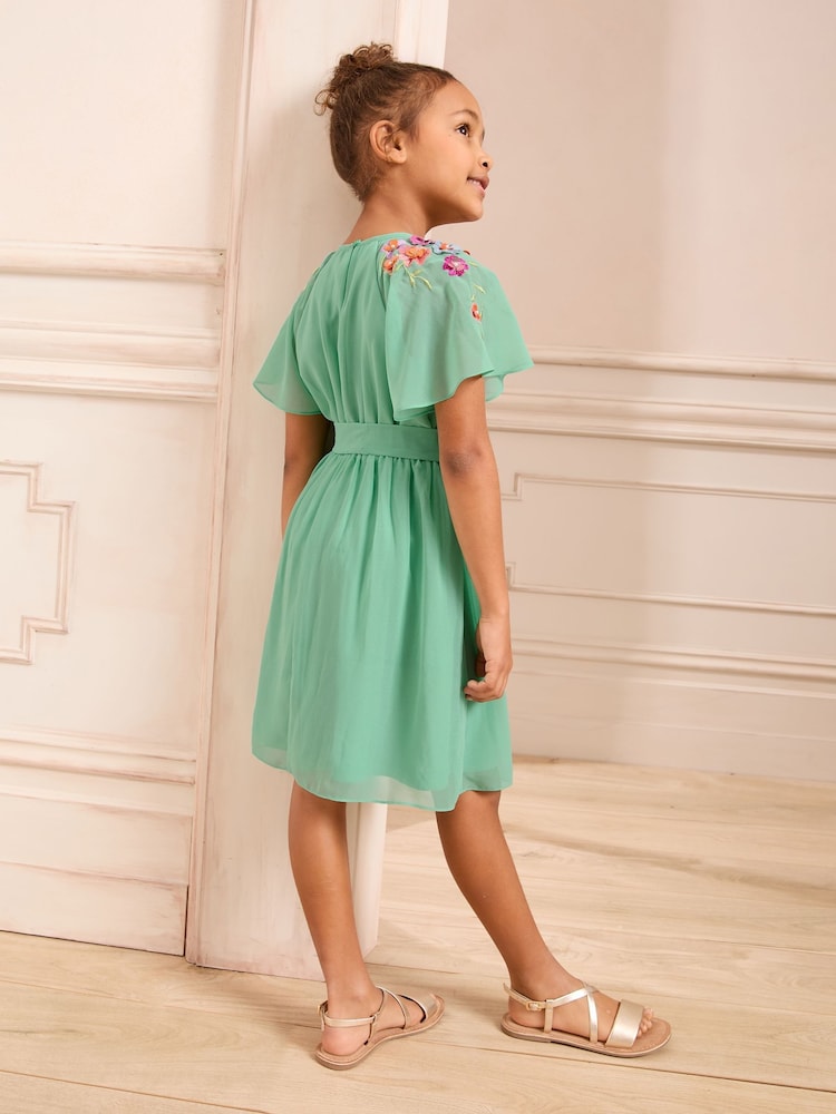 Love & Roses Green Embellished Chiffon Occasion Dress (5-16yrs) - Image 2 of 4