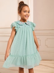 Love & Roses Mint Green Sequin Collar Occasion Dress (3-12yrs) - Image 1 of 4