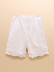 White Broderie Tailored Shorts - Image 8 of 8
