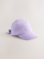 Purple 100% Cotton Bow Cap (3mths-10yrs) - Image 1 of 3