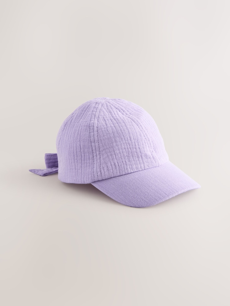 Purple 100% Cotton Bow Cap (3mths-10yrs) - Image 1 of 3