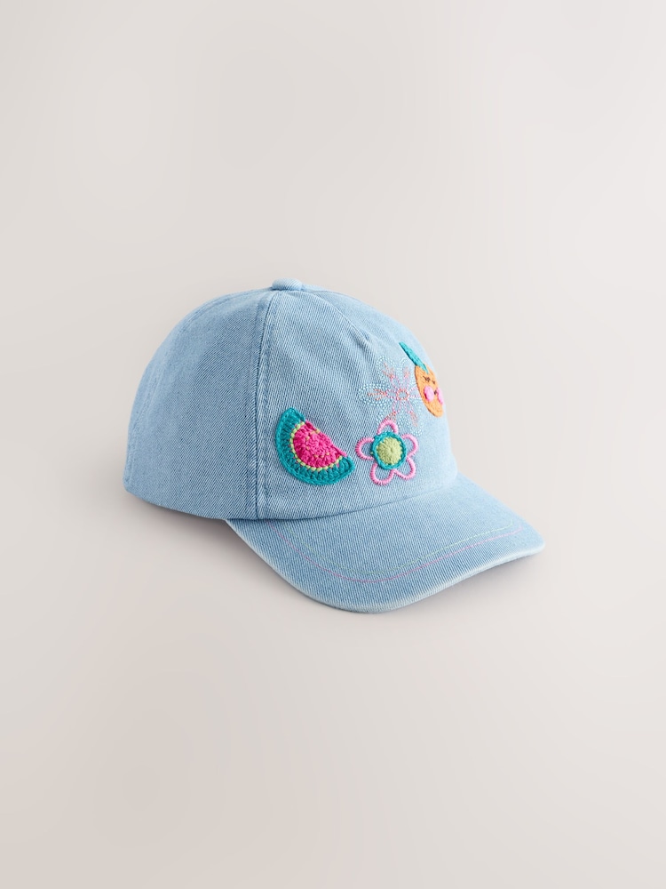 Blue/Orange 100% Cotton Denim Baseball Cap (3mths-16yrs) - Image 4 of 6