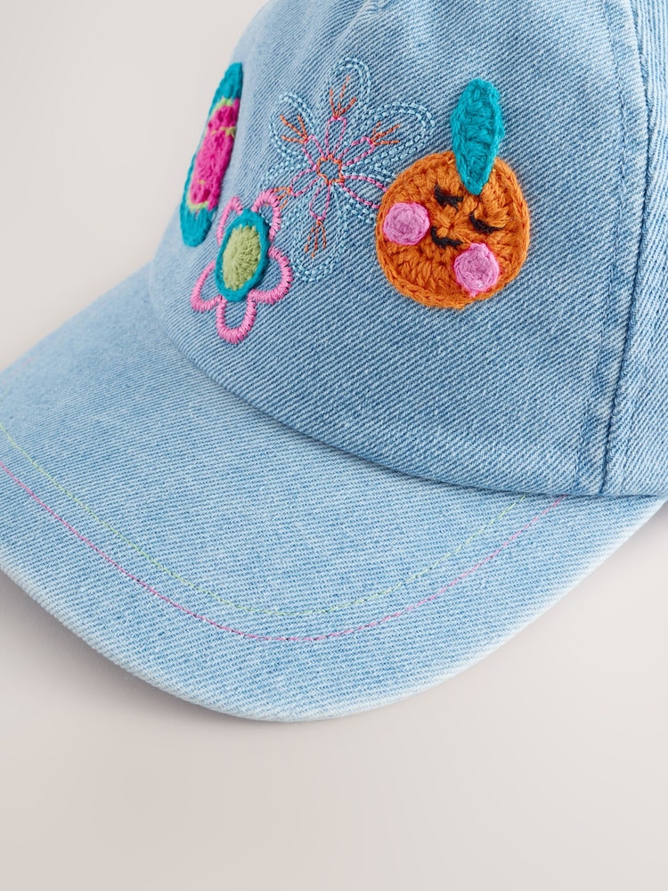Blue/Orange 100% Cotton Denim Baseball Cap (3mths-16yrs) - Image 5 of 6