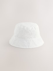 White 100% Cotton Embroided Bucket Hat (3mths-10yrs) - Image 1 of 3
