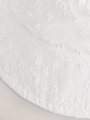White 100% Cotton Embroided Bucket Hat (3mths-10yrs) - Image 3 of 3