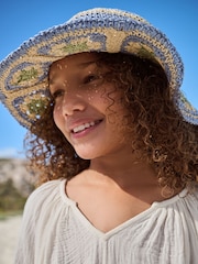 Blue/Ecru Wide Brim Hat (3-13yrs) - Image 1 of 5