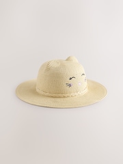 Cream Cat Ears Summer Hat (3mths-6yrs) - Image 1 of 3