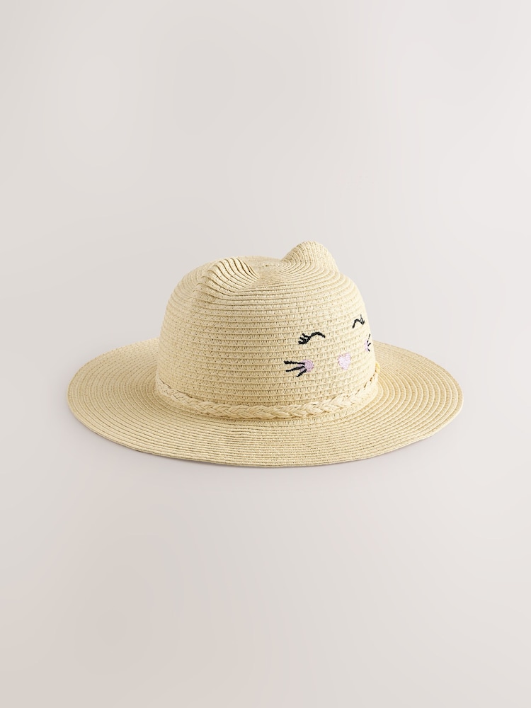Cream Cat Ears Summer Hat (3mths-6yrs) - Image 1 of 3
