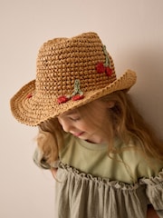 Multi Crochet Cherry Fedora Hat (3-13yrs) - Image 1 of 6