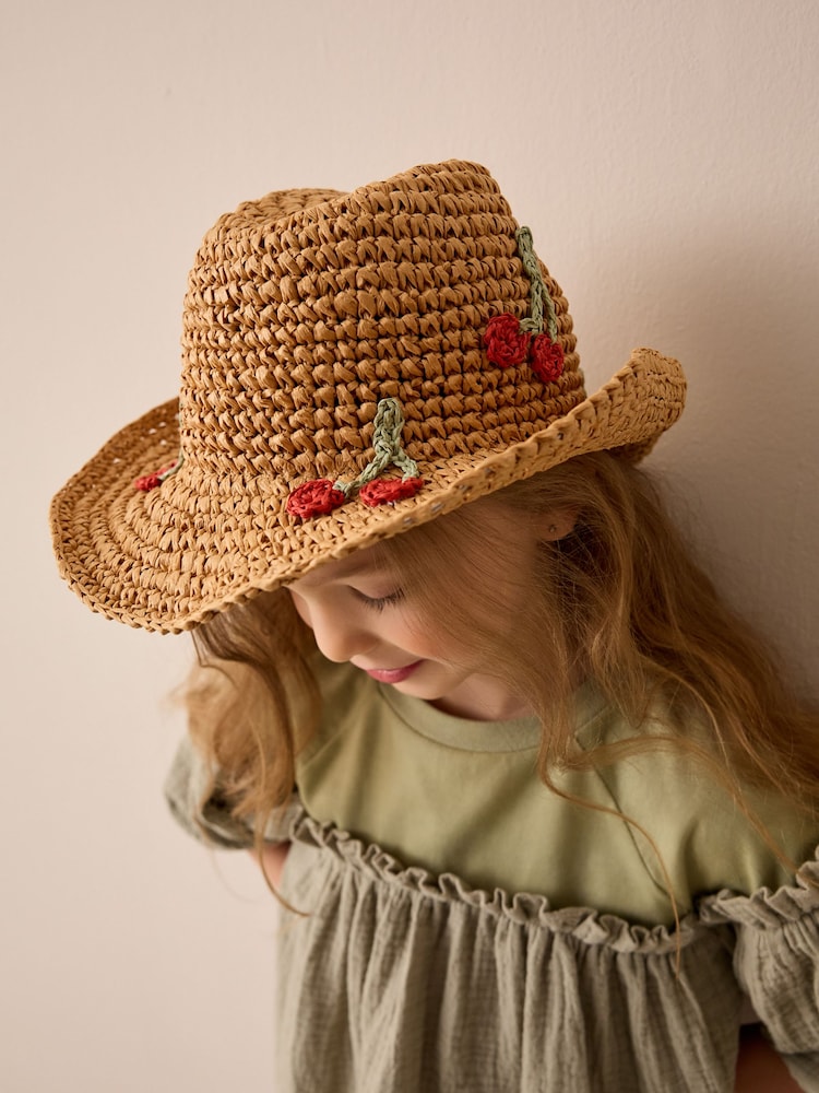Multi Crochet Cherry Fedora Hat (3-13yrs) - Image 1 of 6