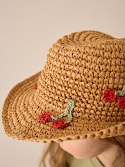 Multi Crochet Cherry Fedora Hat (3-13yrs) - Image 3 of 6