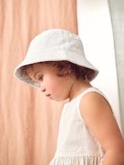 White/Pink 100% Cotton Bucket Hat (3mths-16yrs) - Image 2 of 5