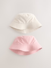 Ecru/Pink Bucket Hats 2 Pack (3mths-16yrs) - Image 1 of 5