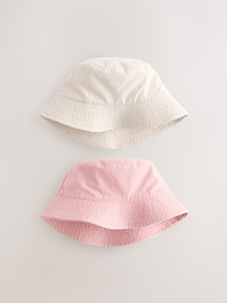Ecru/Pink Bucket Hats 2 Pack (3mths-16yrs) - Image 1 of 5