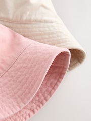 Ecru/Pink Bucket Hats 2 Pack (3mths-16yrs) - Image 5 of 5