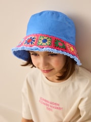 Blue Crochet Bucket Hat (3-16yrs) - Image 2 of 6