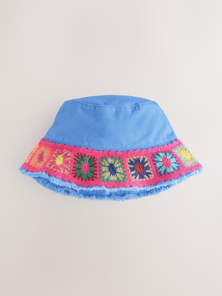 Blue Crochet Bucket Hat (3-16yrs) - Image 4 of 6