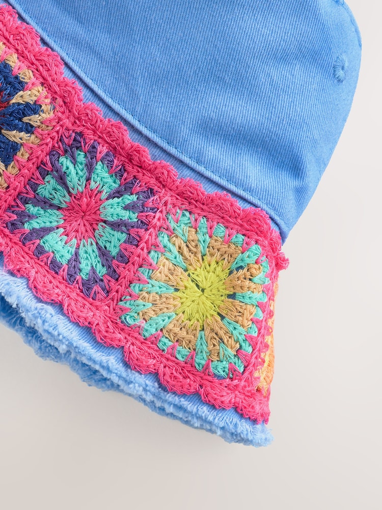 Blue Crochet Bucket Hat (3-16yrs) - Image 5 of 6