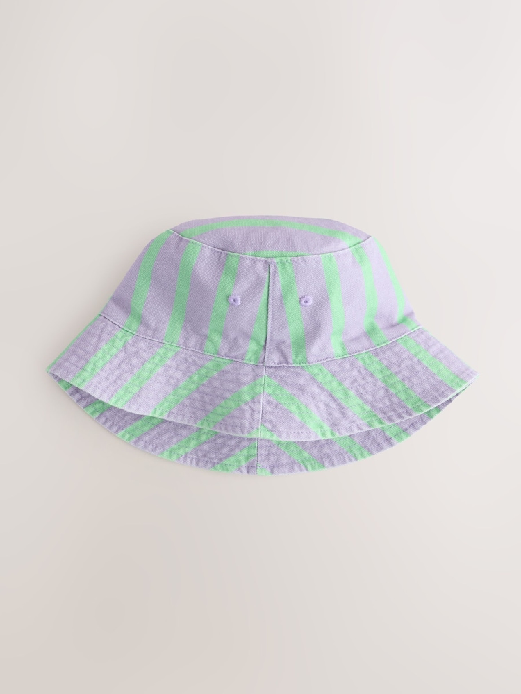Purple/Green Stripe Bucket Hat (3mths-16yrs) - Image 1 of 3