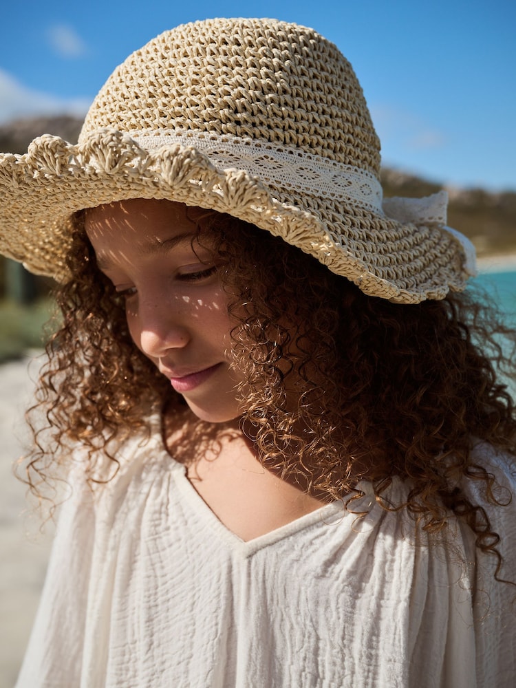 Neutral Scalloped Edge Hat (1-10yrs) - Image 1 of 1