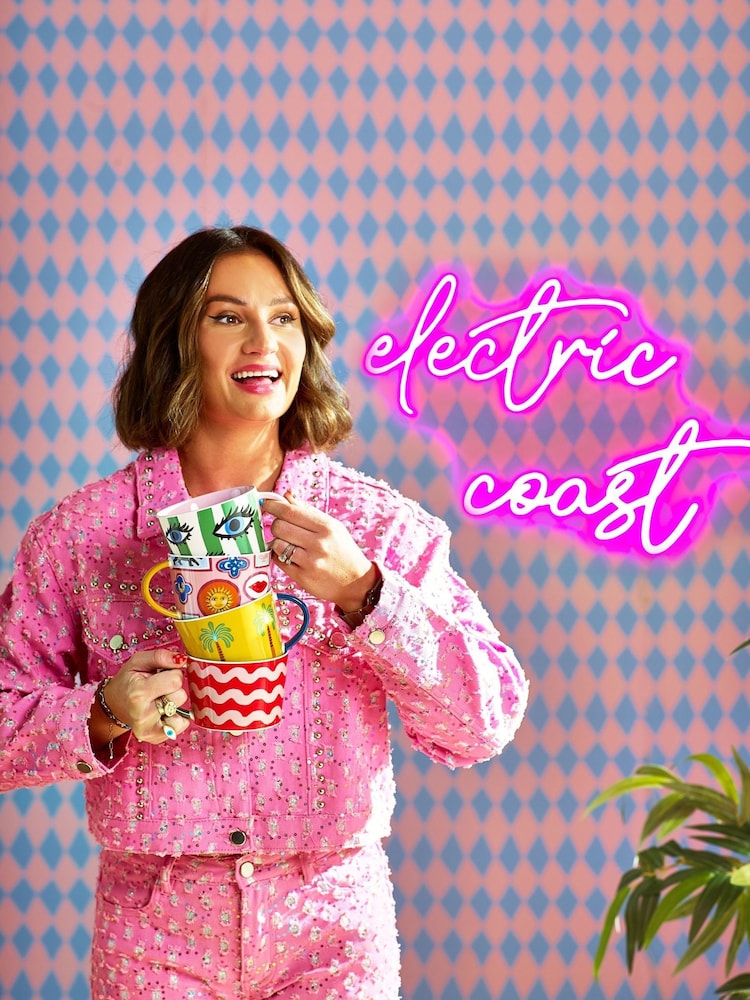 Eleanor Bowmer Set of 2 Yellow Electric Coast Palm Wave Mugs - Image 2 of 4 Eleanor Bowmer Set of 2 Yellow Electric Coast Palm Wave Mugs - Image 2 of 4