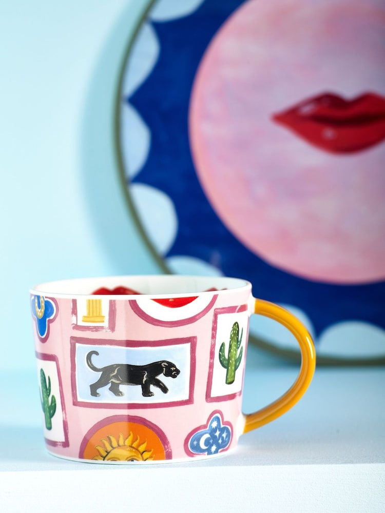 Eleanor Bowmer Set of 2 Pink Electric Coast Icon Mugs - Image 1 of 4