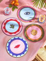 Eleanor Bowmer Set of 4 Pink Electric Coast Icon Cork Backed Coasters Placemats - Image 1 of 5
