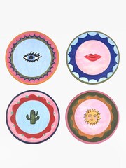 Eleanor Bowmer Set of 4 Pink Electric Coast Icon Cork Backed Coasters Placemats - Image 3 of 5