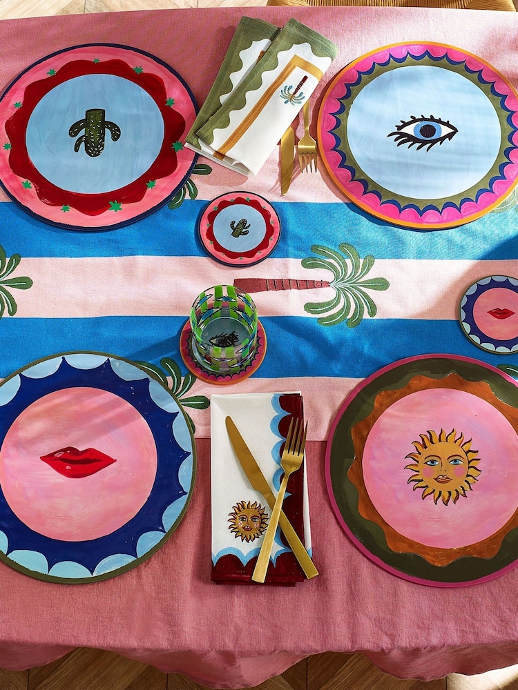 Eleanor Bowmer Set of 4 Pink Electric Coast Icon Cork Backed Coasters Placemats - Image 5 of 5