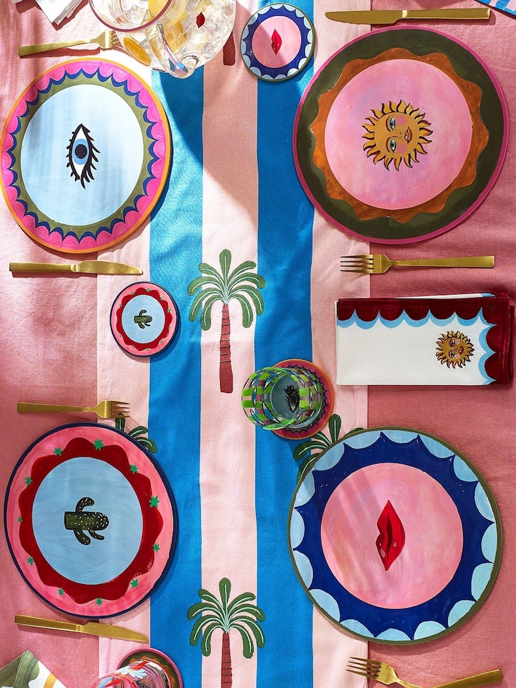 Eleanor Bowmer Pink Electric Coast Palm Tree Table Runner - Image 4 of 4