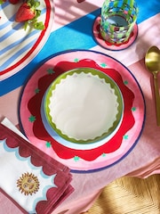 Eleanor Bowmer Set of 4 White Electric Coast Pink Star Cereal Bowls - Image 1 of 4