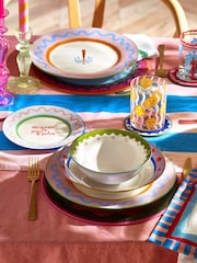 Eleanor Bowmer Set of 4 White Electric Coast Pink Star Cereal Bowls - Image 4 of 4
