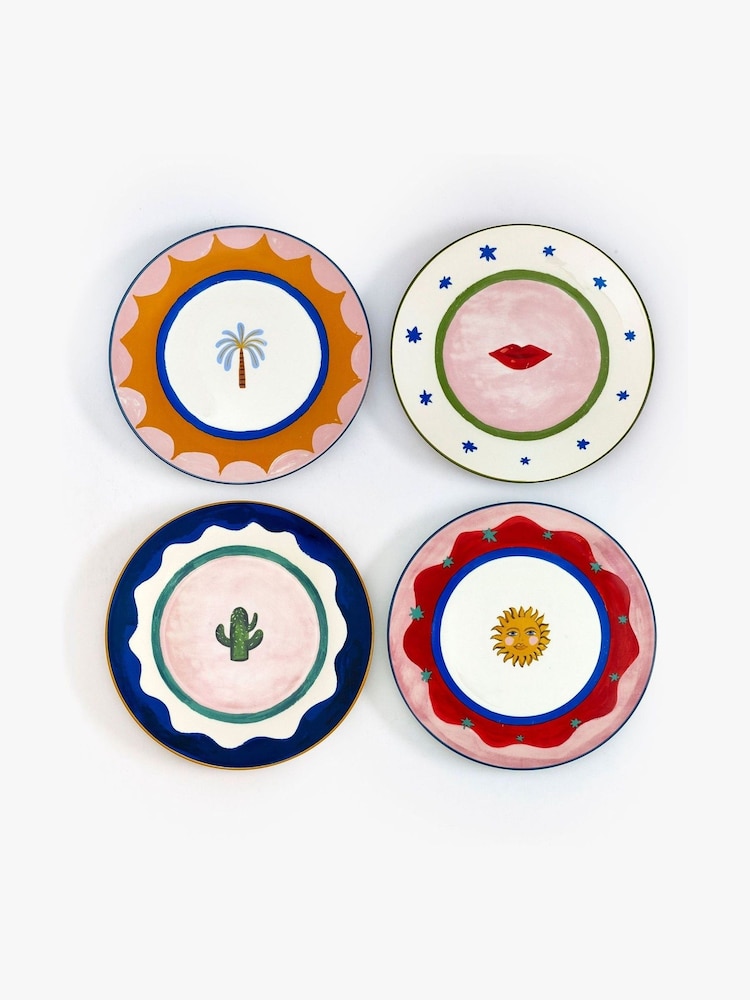 Eleanor Bowmer Set of 4 White Electric Coast Icon Cake Plates - Image 2 of 3