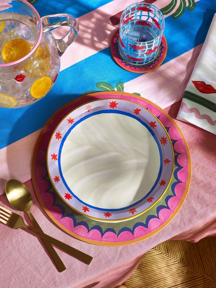 Eleanor Bowmer Set of 4 White Electric Coast Red Star Pasta Bowls - Image 1 of 3 Eleanor Bowmer Set of 4 White Electric Coast Red Star Pasta Bowls - Image 1 of 3