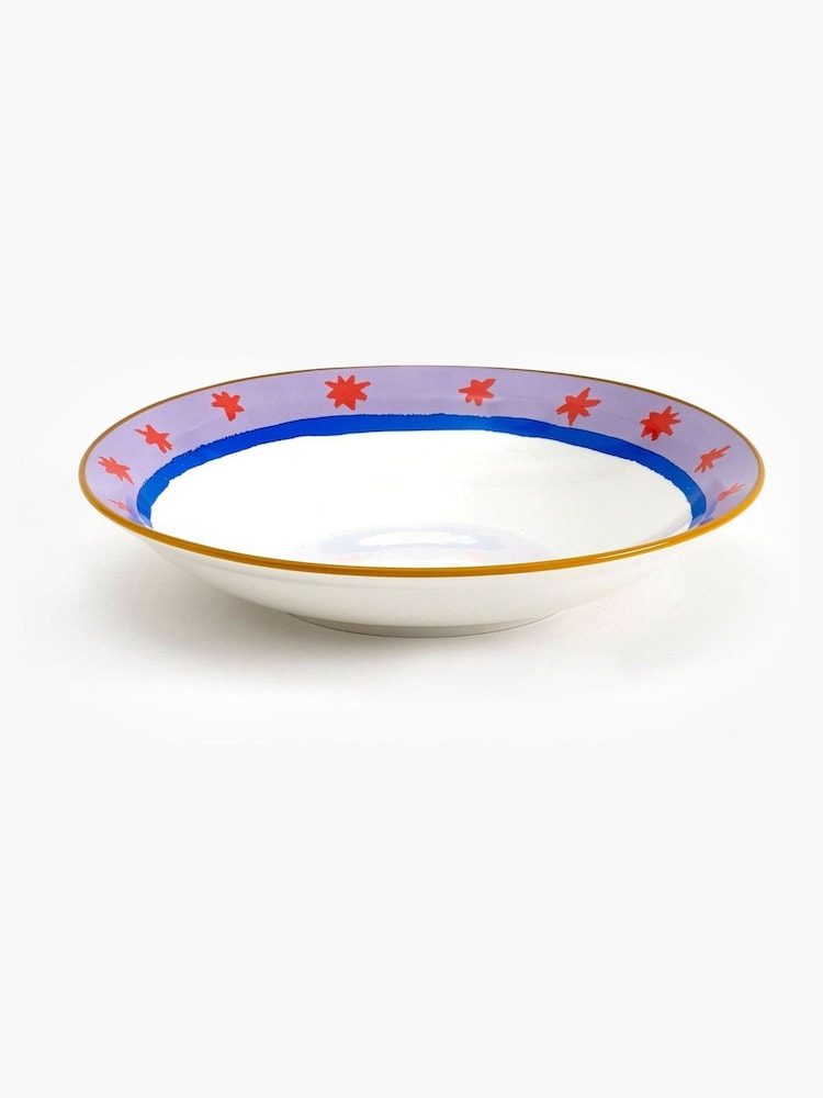Eleanor Bowmer Set of 4 White Electric Coast Red Star Pasta Bowls - Image 3 of 3 Eleanor Bowmer Set of 4 White Electric Coast Red Star Pasta Bowls - Image 3 of 3