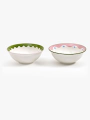 Eleanor Bowmer Set of 2 White Electric Coast Sun & Lips Nibble Bowls - Image 3 of 3