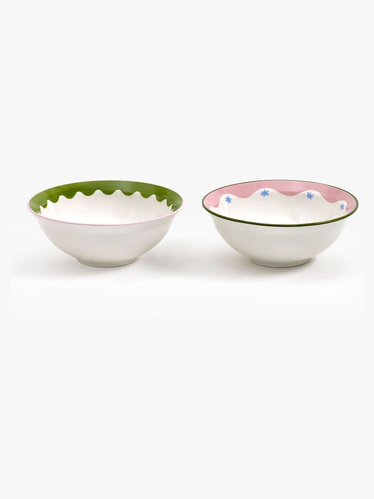 Eleanor Bowmer Set of 2 White Electric Coast Sun & Lips Nibble Bowls - Image 3 of 3